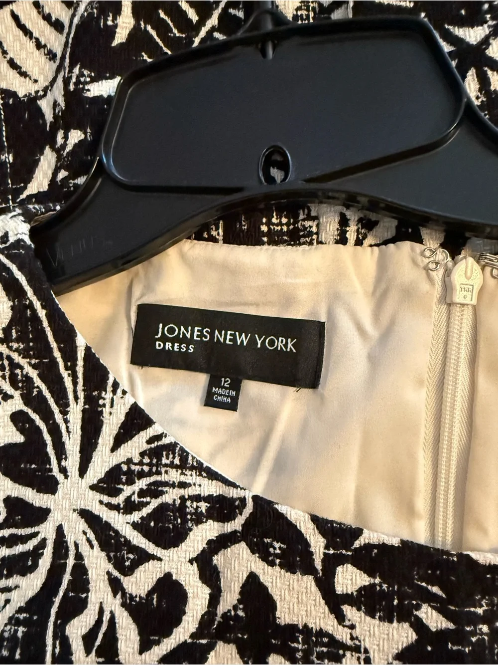 Jones New York Black and White Floral Midi Dress